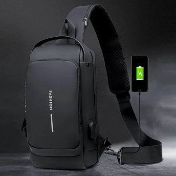 Unisex Crossbody Tech Sling Bag with USB Charging Port | Waterproof Anti-Theft Travel & Daily Use Bag