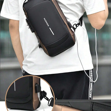Unisex Crossbody Tech Sling Bag with USB Charging Port | Waterproof Anti-Theft Travel & Daily Use Bag