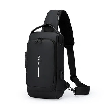 Unisex Crossbody Tech Sling Bag with USB Charging Port | Waterproof Anti-Theft Travel & Daily Use Bag