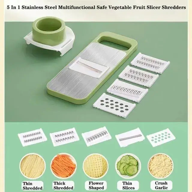 🥕🔪5-in-1 Multi-Functional Vegetable Slicer & Grater – Easy, Fast & Precise Cutting🥒🧀