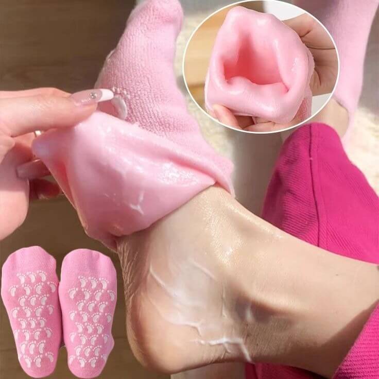 👣💧 Silicone Gel Moisturizing Socks – Soft, Smooth & Hydrated Feet 🌙✨