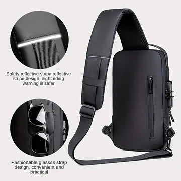 Unisex Crossbody Tech Sling Bag with USB Charging Port | Waterproof Anti-Theft Travel & Daily Use Bag