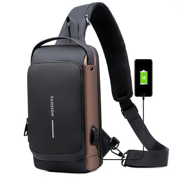 Unisex Crossbody Tech Sling Bag with USB Charging Port | Waterproof Anti-Theft Travel & Daily Use Bag