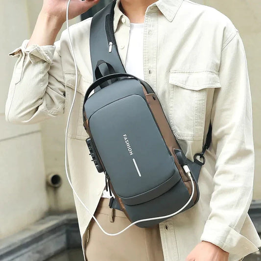 Unisex Crossbody Tech Sling Bag with USB Charging Port | Waterproof Anti-Theft Travel & Daily Use Bag