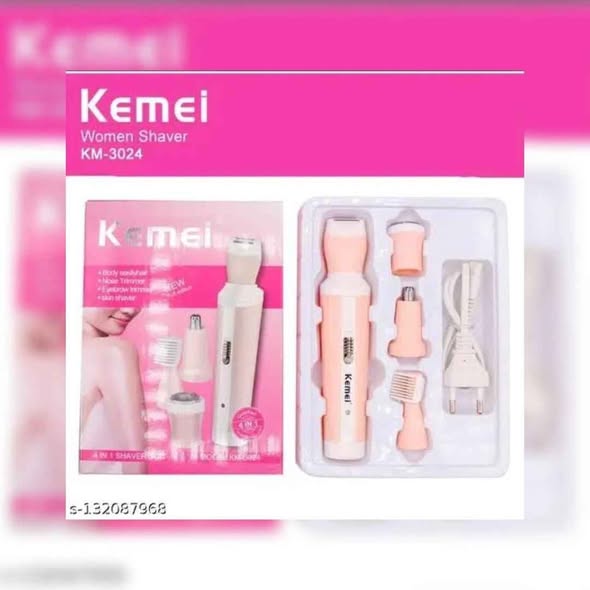 4-in-1 Rechargeable Women Shaver & Trimmer Kit (Nose, Eyebrow & Body Hair Remover)