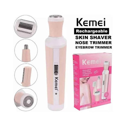 4-in-1 Rechargeable Women Shaver & Trimmer Kit (Nose, Eyebrow & Body Hair Remover)