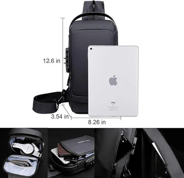 Unisex Crossbody Tech Sling Bag with USB Charging Port | Waterproof Anti-Theft Travel & Daily Use Bag