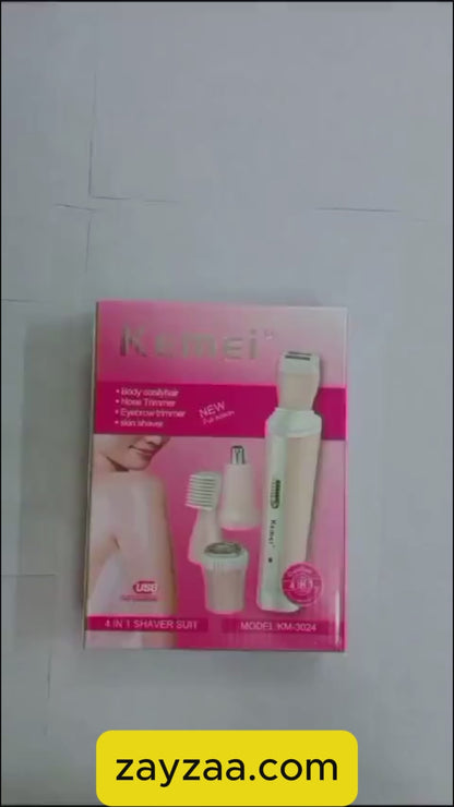 4-in-1 Rechargeable Women Shaver & Trimmer Kit (Nose, Eyebrow & Body Hair Remover)